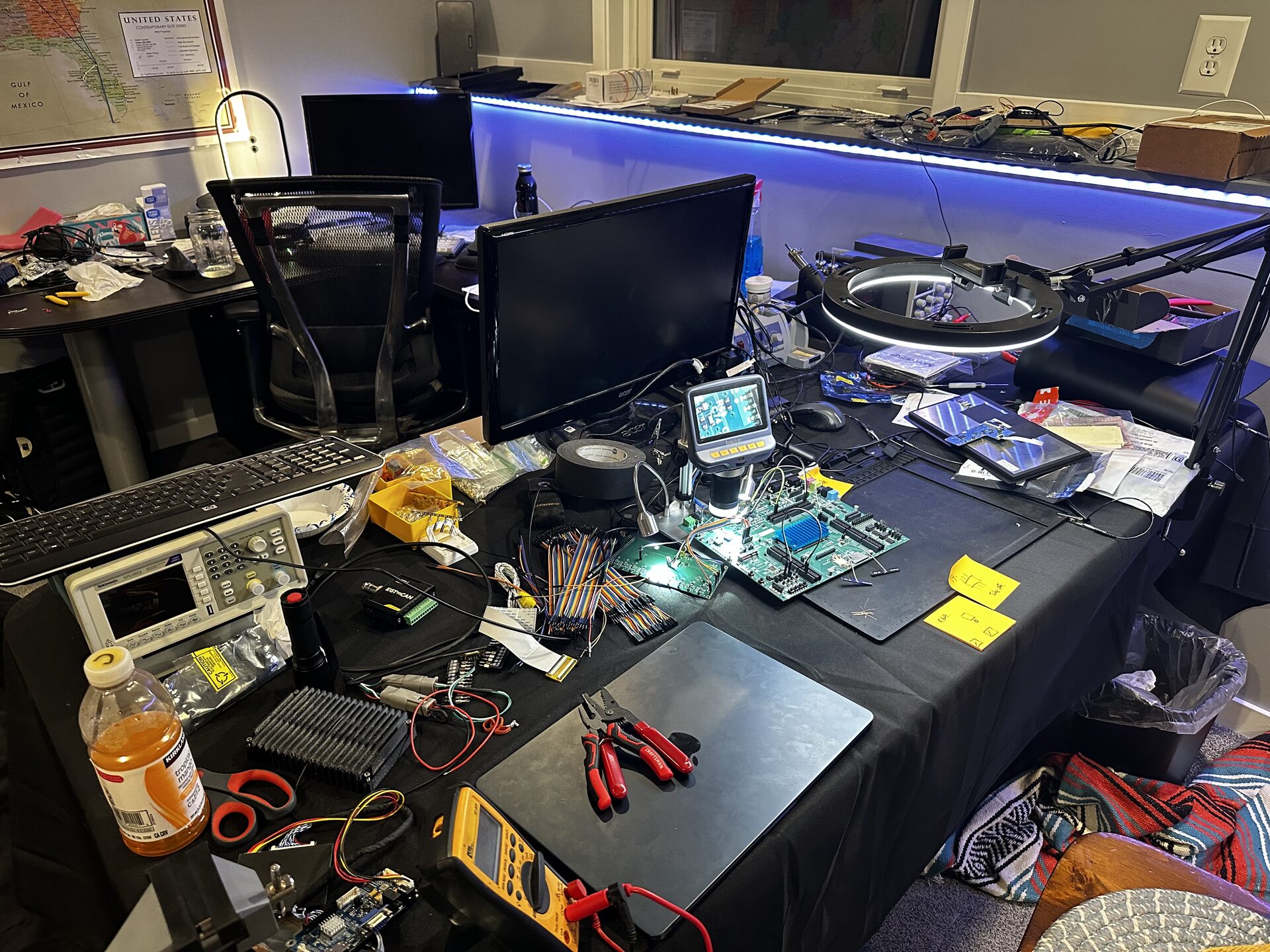 Electronics workbench during development